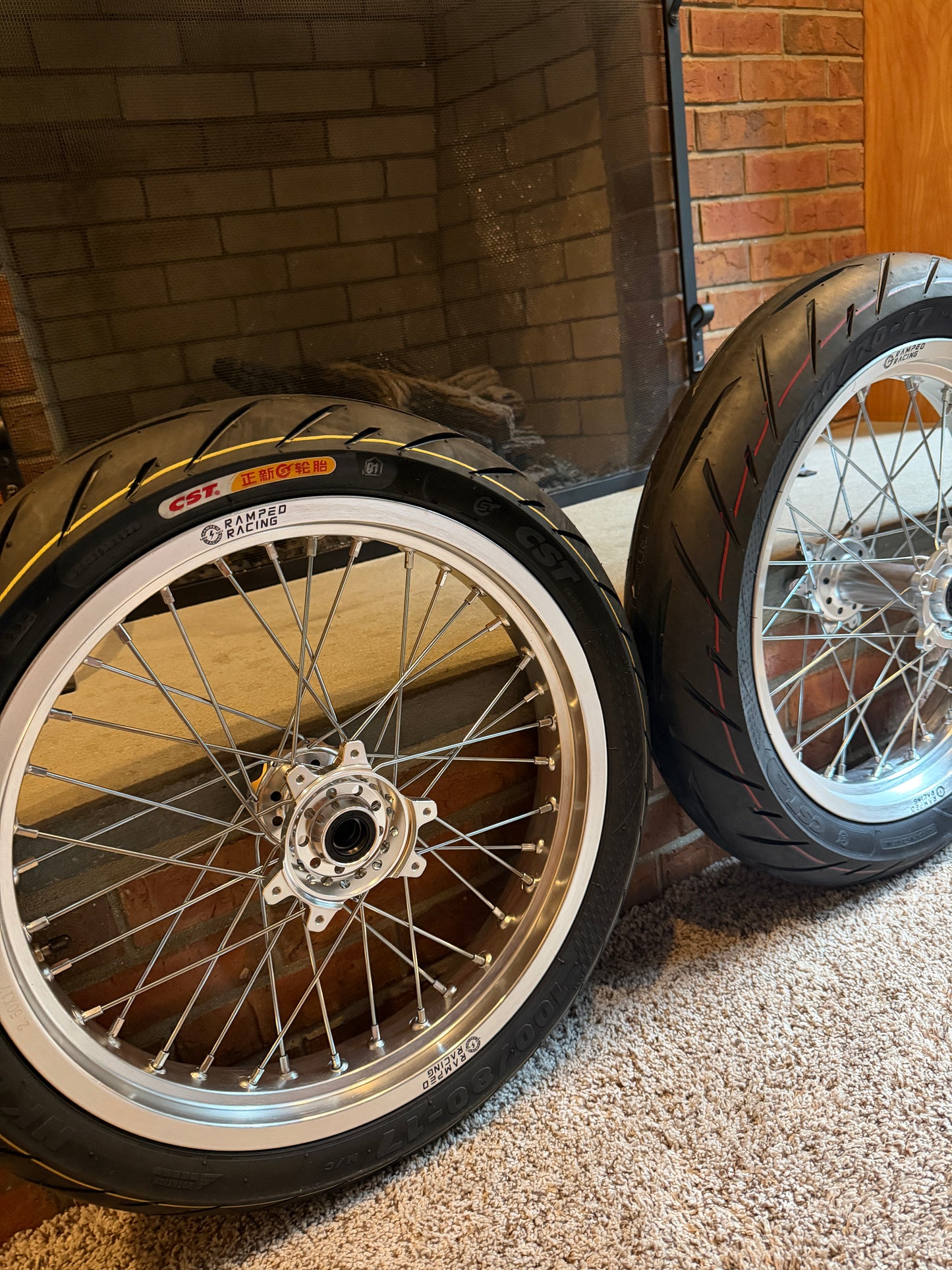 (FAST SHIPPING) 17/17 Supermoto Wheel Set for Surron Ultra Bee and Y-volt Surge V (Pre-mounted Tires )