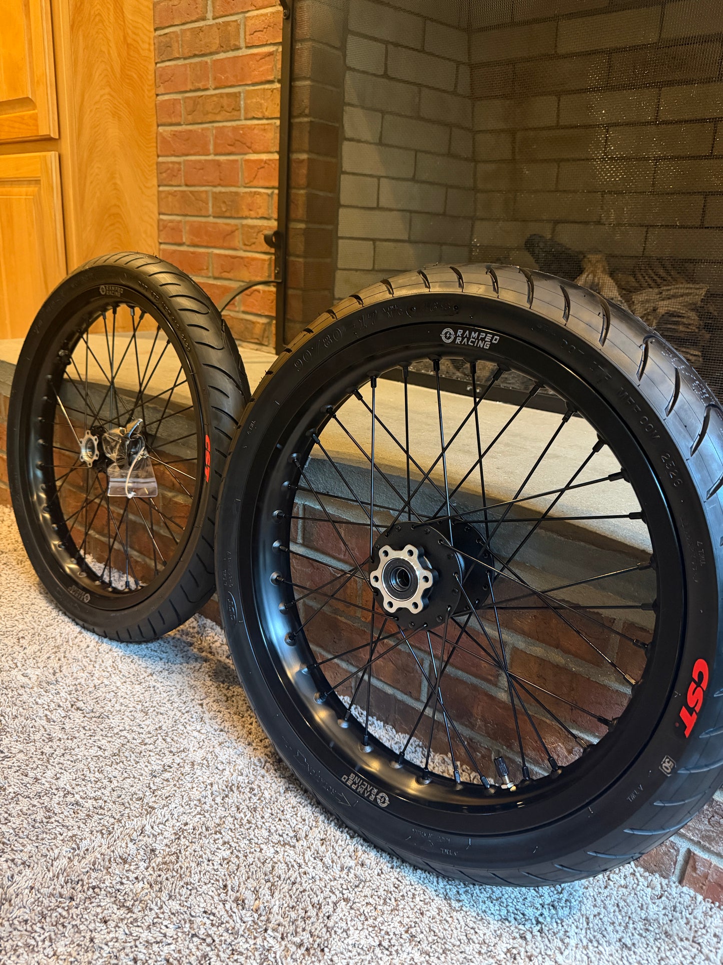 (FAST SHIPPING) 17/17 Supermoto Wheel Set for Surron Lbx, Talaria x3-x3 pro-mx3/4, Eride pro ss-2.0, 79bike, Segway, Ventus (Pre-mounted Tires )