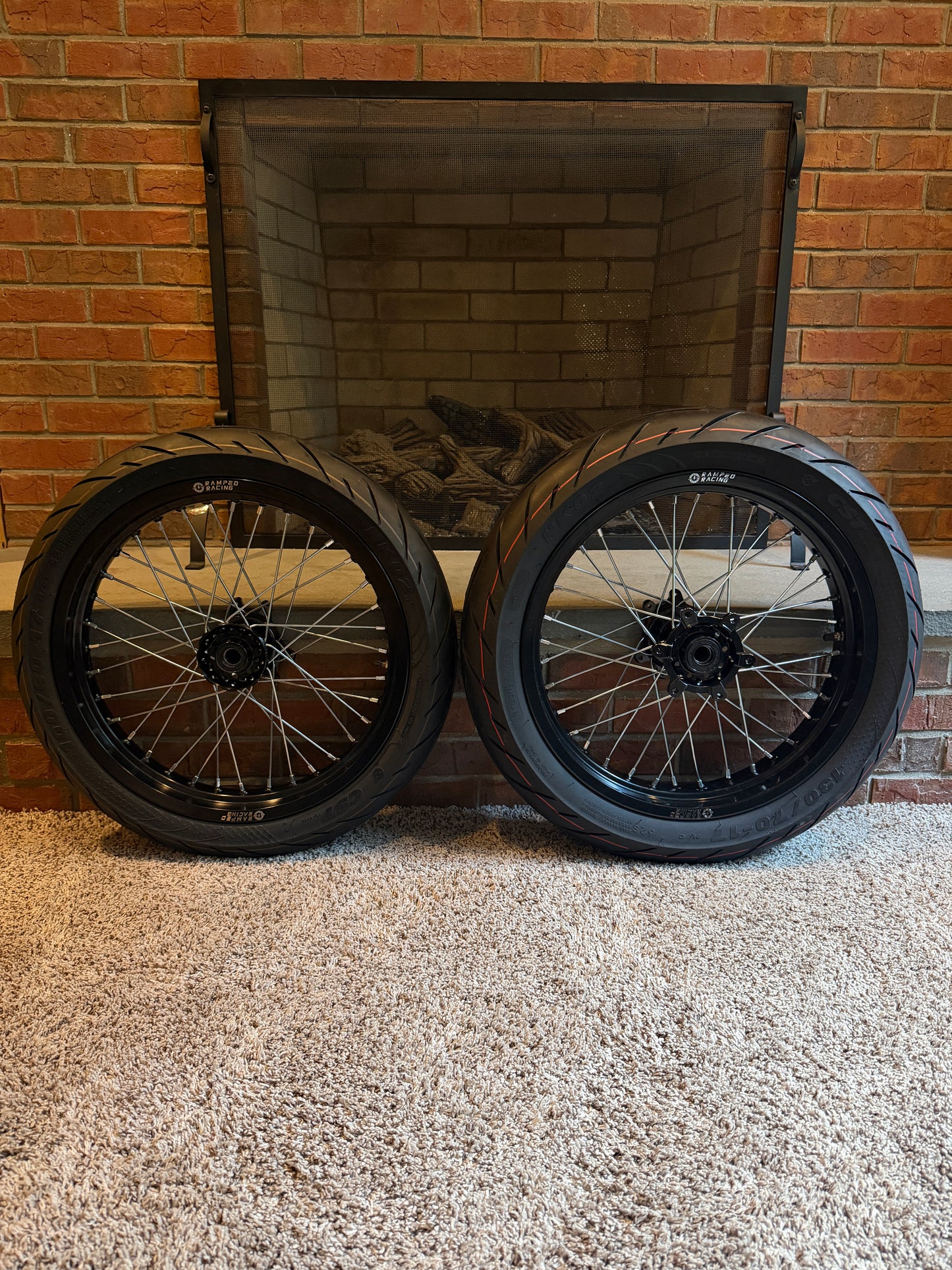 (FAST SHIPPING) 17/17 Supermoto Wheel Set for Surron Ultra Bee and Y-volt Surge V (Pre-mounted Tires )