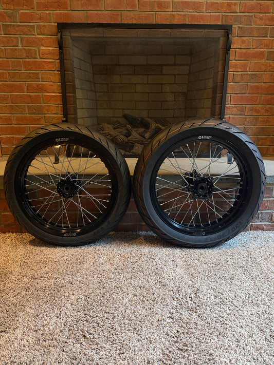 (FAST SHIPPING) 17/17 Supermoto Wheel Set for Surron Ultra Bee and Y-volt Surge V (Pre-mounted Tires )