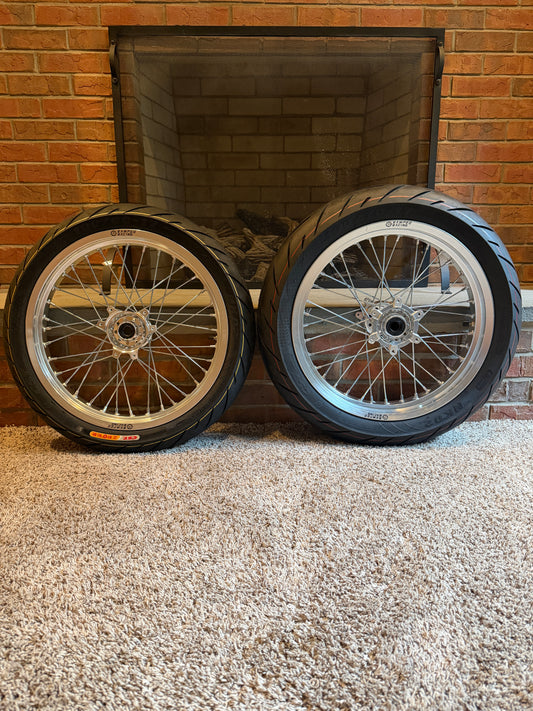 (FAST SHIPPING) 17/17 Supermoto Wheel Set for Surron Ultra Bee and Y-volt Surge V (Pre-mounted Tires )